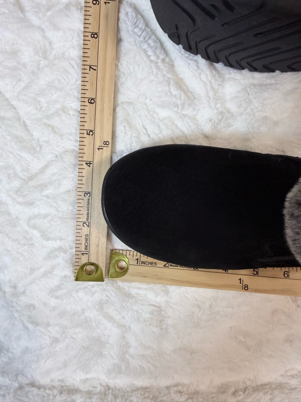 Khombu Black Ankle Boots with Gray Faux-Fur Cuff - size 7- new in box - Picture 13 of 15